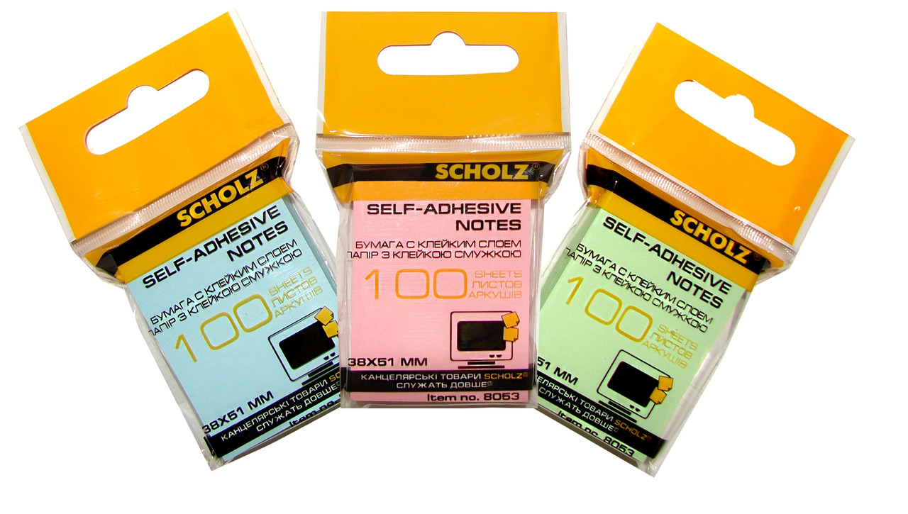 Паперовий блок для нотаток SCHOLZ (8053SCH), 38х51мм, пастельні кольори, 100шт